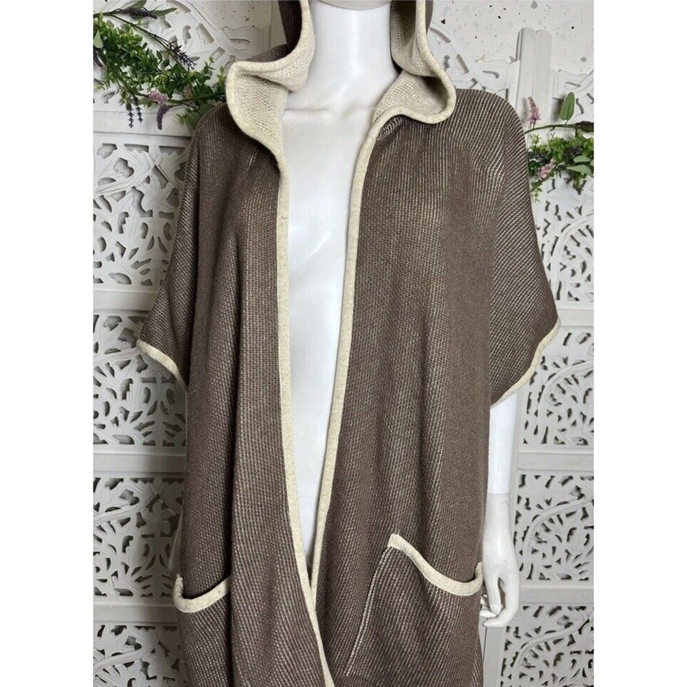 Soft Surroundings Women’s Missy One Size Brown Hoodie Poncho Cape - Picture 4 of 12